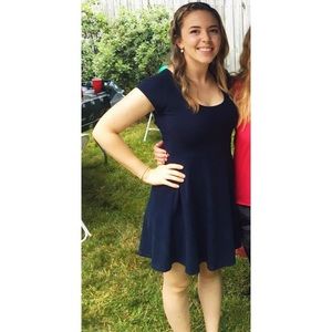 Cute navy blue skater dress with back cut out